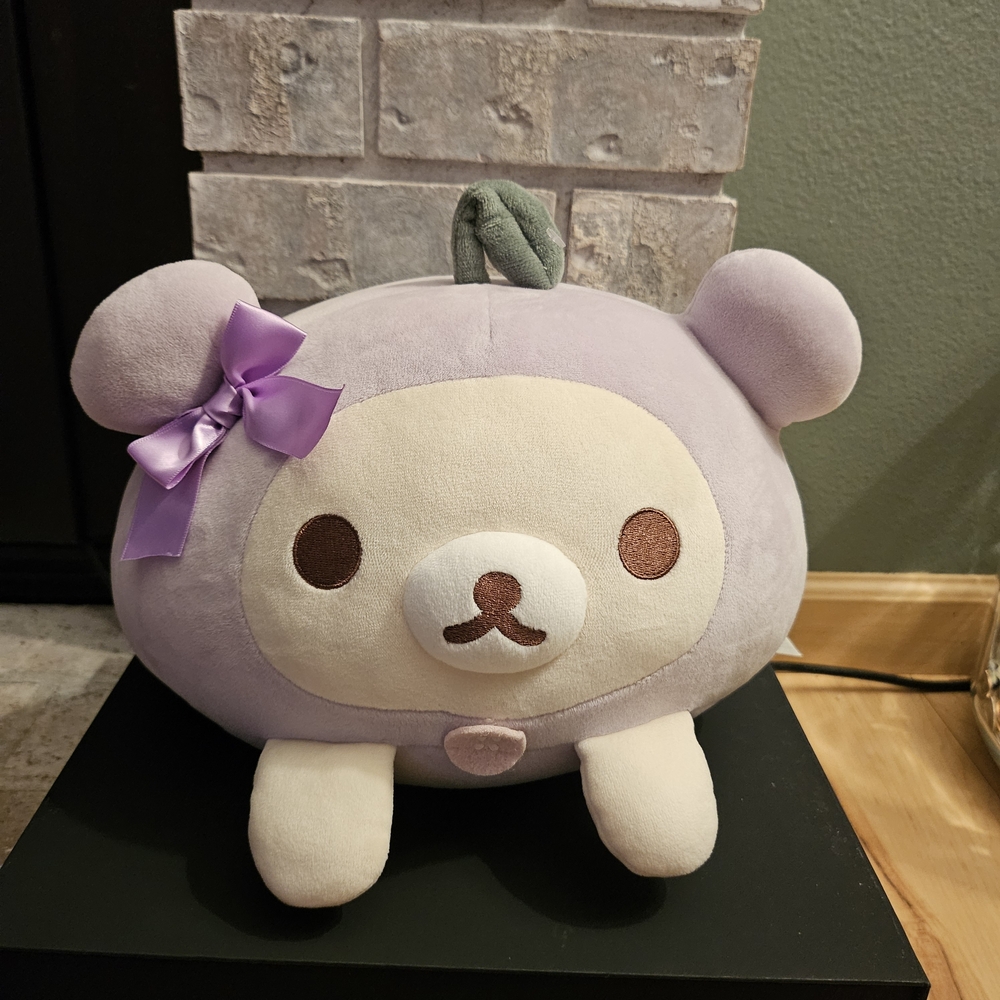 San-X Original Rilakkuma Cherry Series Mochi Cushion Plush - Korilakkuma Purple